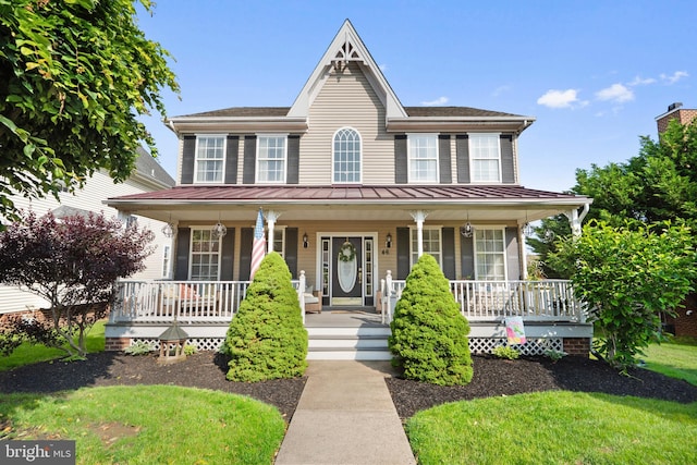 46 Valentine Rd, Warminster, PA 18974 - colonial home featuring a standing seam roof, covered porch, and metal roof