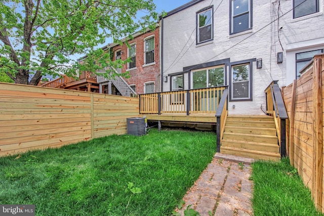 1713 4th St NW, Washington, DC 20001 - back of property featuring a wooden deck and central AC unit