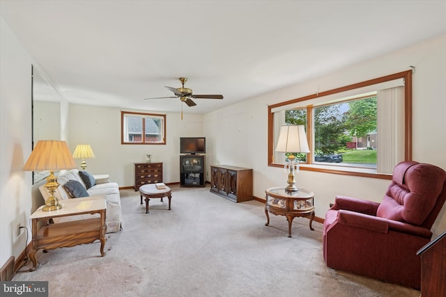 909 Rocklynn Rd, Springfield, PA 19064 - living area featuring carpet and a ceiling fan