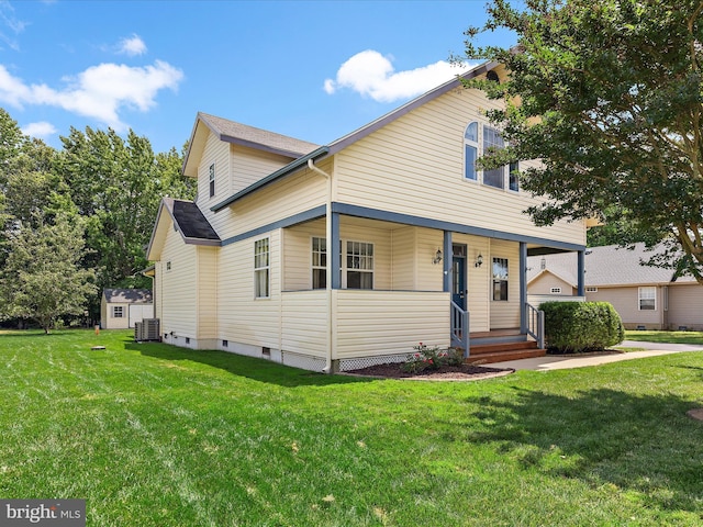 2 Assawoman Ave, Ocean View, DE 19970 - bungalow with a front yard, a porch, and crawl space