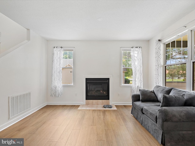 2 Assawoman Ave, Ocean View, DE 19970 - living room featuring light wood-style floors, plenty of natural light, and a tiled fireplace