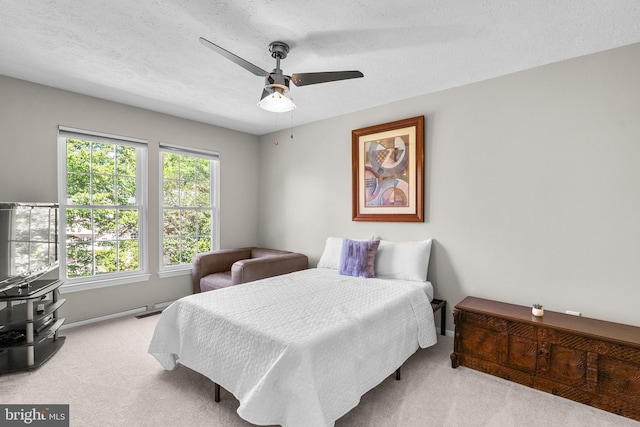 12407 Rousseau Ter, North Potomac, MD 20878 - carpeted bedroom with a textured ceiling and a ceiling fan