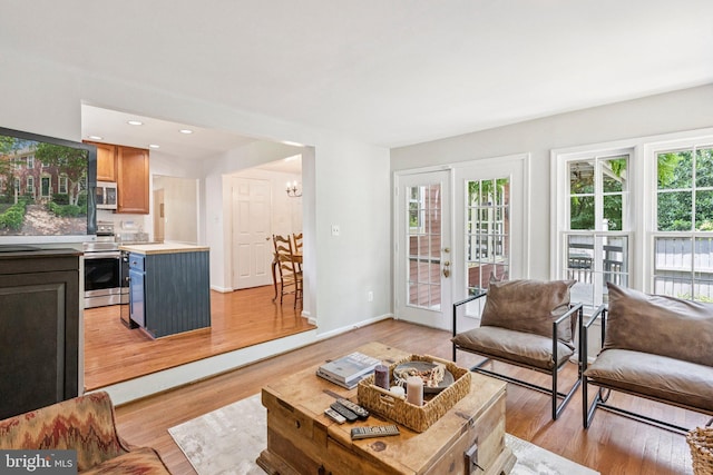 2085 Cobblestone Ln, Reston, VA 20191 - living area with light wood-style floors and french doors