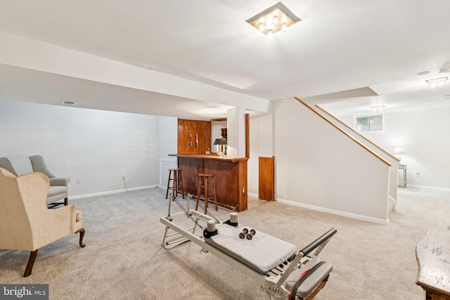 2085 Cobblestone Ln, Reston, VA 20191 - workout room featuring light carpet and bar area