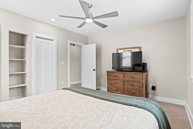 506 W High St, Carlisle, PA 17013 - carpeted bedroom featuring baseboards, a closet, and a ceiling fan
