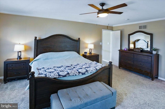 17 Shelly Dr, Reading, PA 19608 - bedroom featuring light colored carpet, baseboards, ornamental molding, and ceiling fan