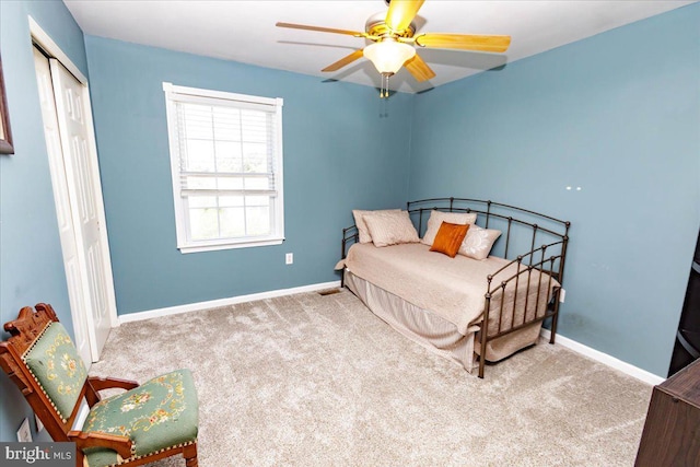 17 Shelly Dr, Reading, PA 19608 - carpeted bedroom featuring a closet, baseboards, and a ceiling fan