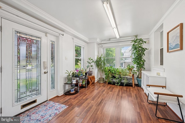 7200 Wayne Ave, Upper Darby, PA 19082 - entryway featuring wood finished floors, crown molding, and baseboards