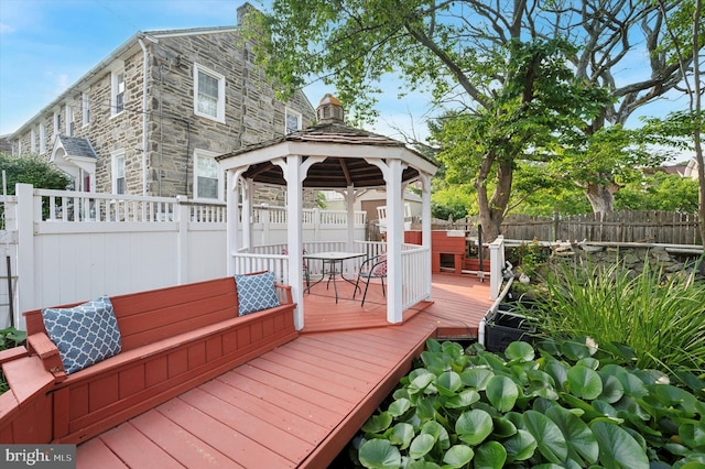 7200 Wayne Ave, Upper Darby, PA 19082 - wooden terrace with a gazebo, outdoor dining area, and a fenced backyard