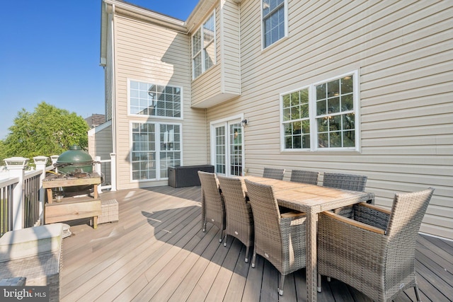 14520 Fairdale Rd, Silver Spring, MD 20905 - wooden deck with outdoor dining area and area for grilling
