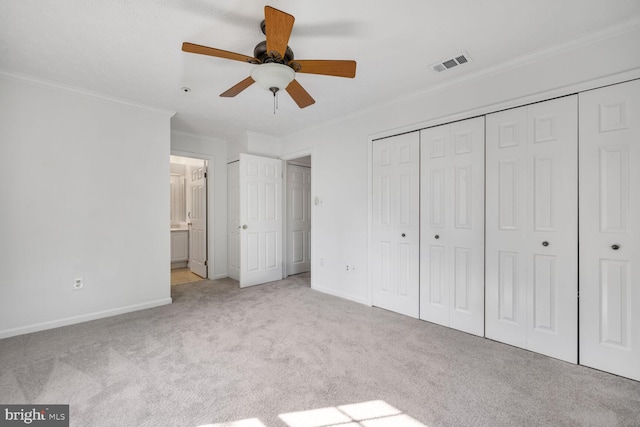 12200 Eagles Nest Ct Unit L, Germantown, MD 20874 - unfurnished bedroom featuring carpet, ornamental molding, baseboards, a closet, and ensuite bath