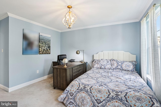 1112 Cornwallis Way, Collegeville, PA 19426 - carpeted bedroom with baseboards, crown molding, and a chandelier