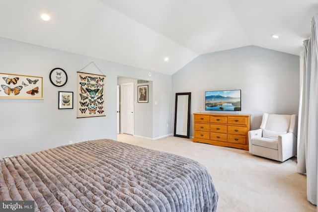 1112 Cornwallis Way, Collegeville, PA 19426 - bedroom with light carpet, lofted ceiling, recessed lighting, and baseboards