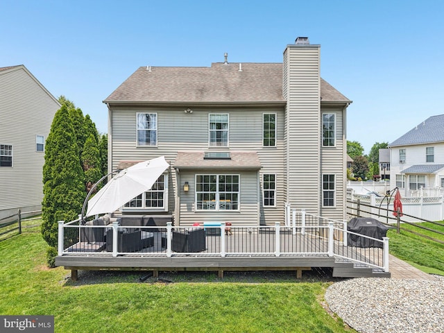 1112 Cornwallis Way, Collegeville, PA 19426 - rear view of property featuring a deck, a chimney, and roof with shingles