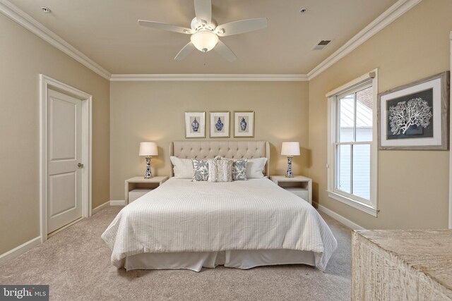 404 Oronoco St, Alexandria, VA 22314 - carpeted bedroom with crown molding and a ceiling fan