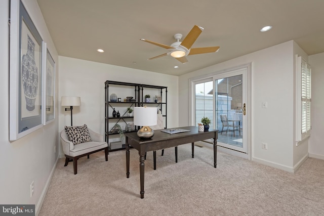 404 Oronoco St, Alexandria, VA 22314 - home office with a ceiling fan, carpet, and recessed lighting
