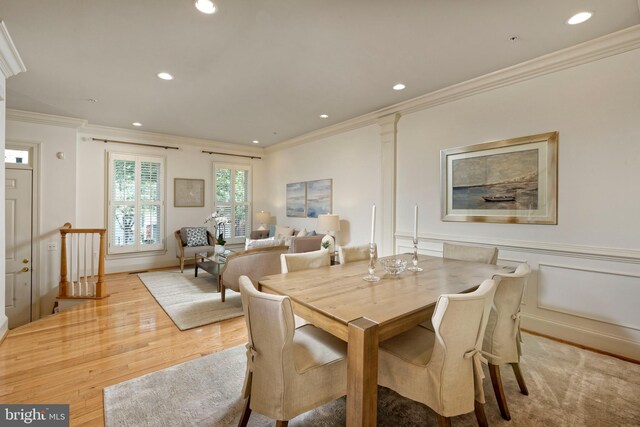 404 Oronoco St, Alexandria, VA 22314 - dining room featuring crown molding, wood finished floors, and recessed lighting