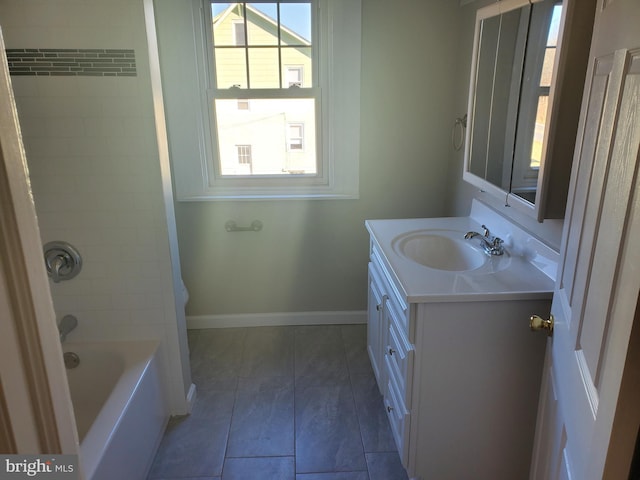 3004 Dekalb Pike, East Norriton, PA 19401 - bathroom featuring vanity, tile patterned flooring, shower / tub combination, and baseboards