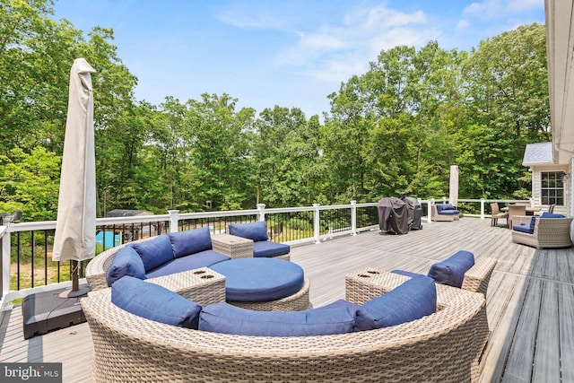 26471 N Sandgates Rd, Mechanicsville, MD 20659 - wooden deck featuring an outdoor living space