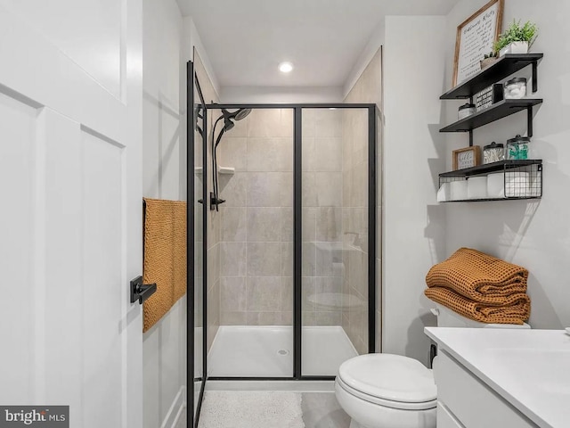 202 Grisham Rd, Stafford, VA 22554 - bathroom featuring a stall shower, vanity, and recessed lighting
