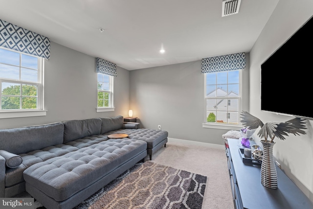 8798 Bancroft Dr, Waldorf, MD 20603 - carpeted living area with baseboards and recessed lighting