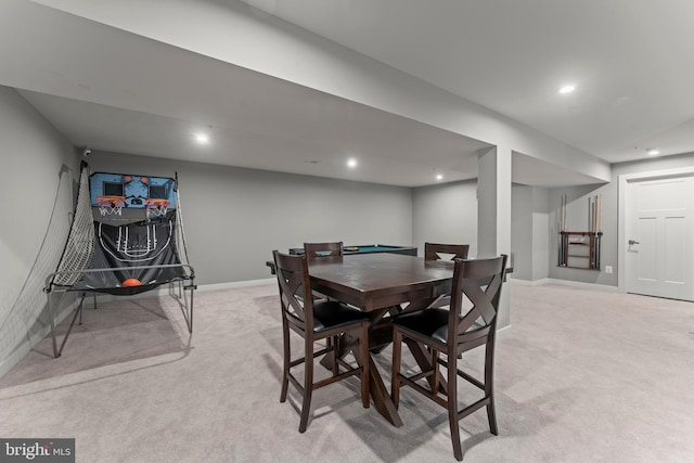 8798 Bancroft Dr, Waldorf, MD 20603 - dining space featuring light colored carpet, recessed lighting, and baseboards