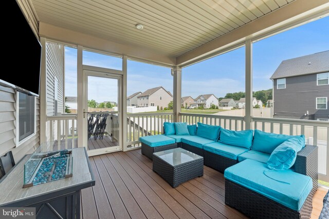 8798 Bancroft Dr, Waldorf, MD 20603 - deck with a residential view and an outdoor living space with a fire pit