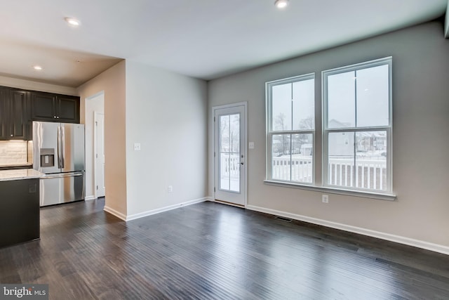 9608 Julia Ln, Owings Mills, MD 21117 - unfurnished living room featuring dark wood finished floors, recessed lighting, and baseboards