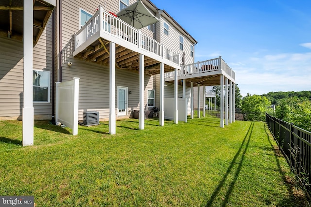 9608 Julia Ln, Owings Mills, MD 21117 - back of property featuring a deck and central air condition unit