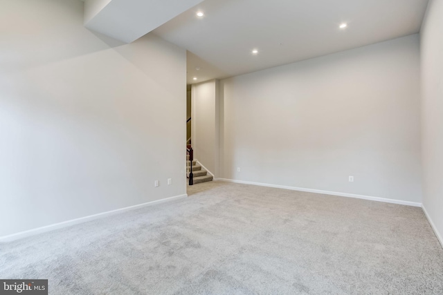 9608 Julia Ln, Owings Mills, MD 21117 - empty room featuring recessed lighting, carpet flooring, stairway, and baseboards