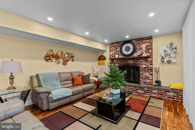 95 Meadowfield Dr, Southampton, PA 18966 - living area featuring wood finished floors, a fireplace, and recessed lighting