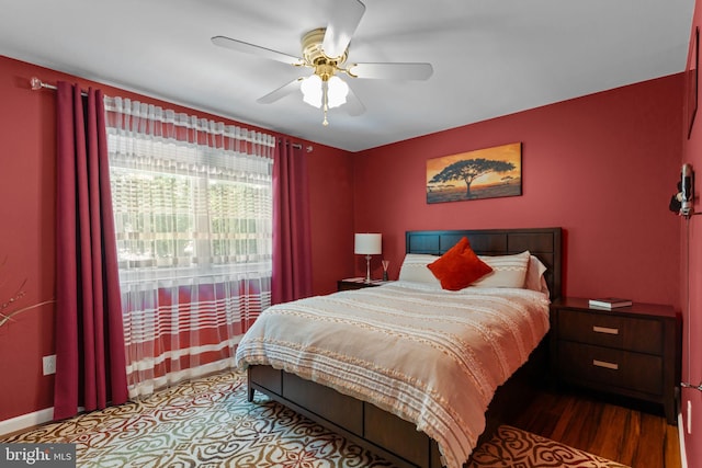 95 Meadowfield Dr, Southampton, PA 18966 - bedroom featuring baseboards, wood finished floors, and a ceiling fan