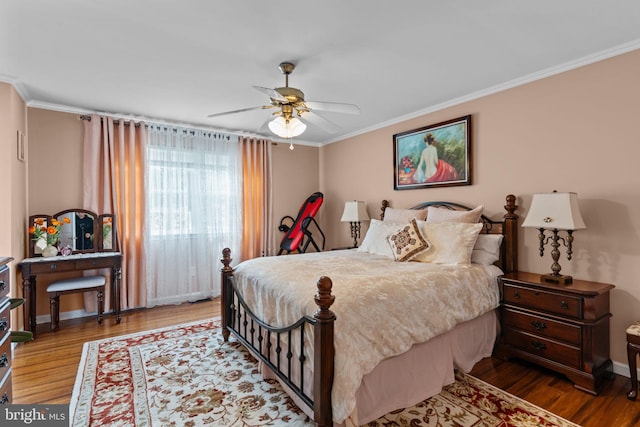 95 Meadowfield Dr, Southampton, PA 18966 - bedroom with ornamental molding, wood finished floors, baseboards, and a ceiling fan