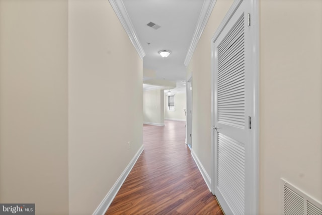 902 Macphail Woods Xing Unit 2I, Bel Air, MD 21015 - hallway featuring ornamental molding, wood finished floors, and baseboards