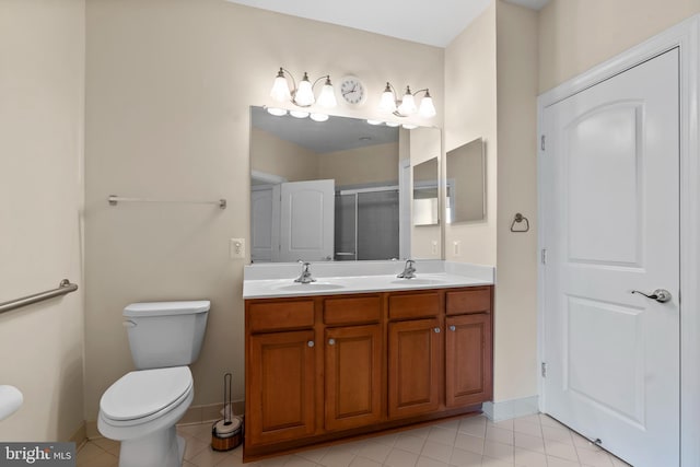 902 Macphail Woods Xing Unit 2I, Bel Air, MD 21015 - full bath with double vanity, an enclosed shower, toilet, tile patterned flooring, and baseboards