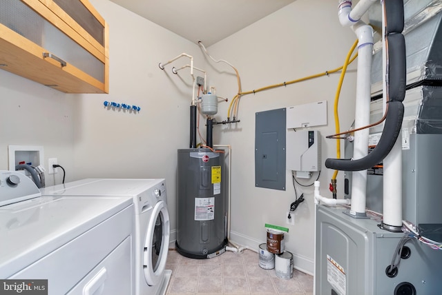 902 Macphail Woods Xing Unit 2I, Bel Air, MD 21015 - washroom with electric panel, electric water heater, washing machine and dryer, and baseboards