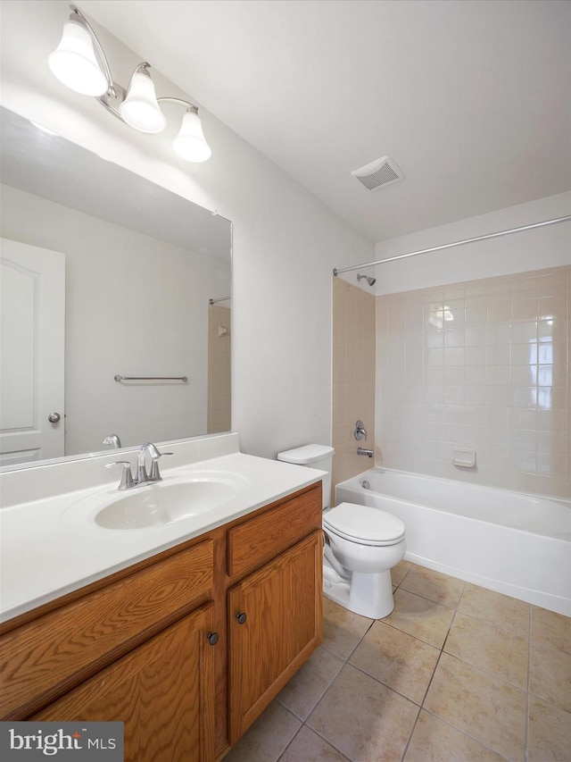 18238 Hurricane Ct, Hagerstown, MD 21740 - full bathroom with tile patterned floors, vanity, toilet, and shower / tub combination