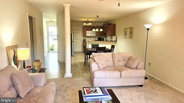5934 Tappan Ln, Salisbury, MD 21801 - living area with light colored carpet, baseboards, and ornate columns