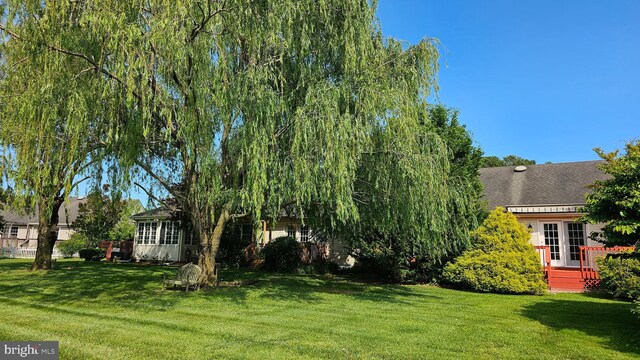 5934 Tappan Ln, Salisbury, MD 21801 - view of green lawn with a wooden deck