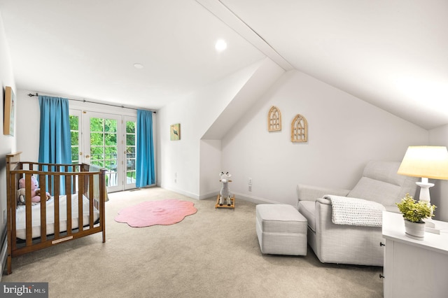 231 Rogers, Eagleville, PA 19403 - carpeted bedroom with vaulted ceiling, baseboards, and access to outside