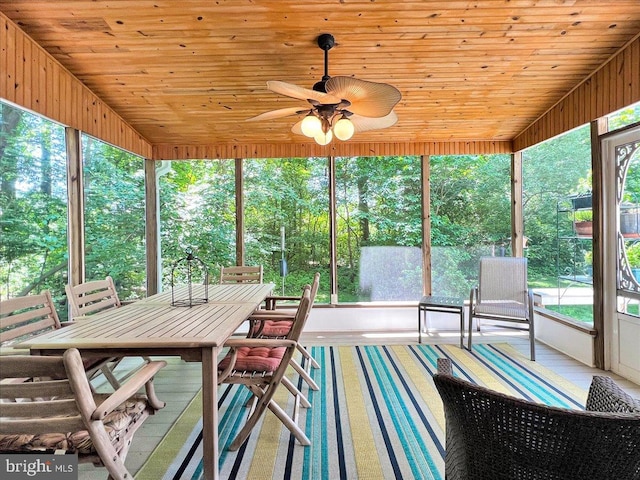 109 Great Circle Rd, Newark, DE 19711 - sunroom / solarium featuring ceiling fan, outdoor dining area, and wood ceiling