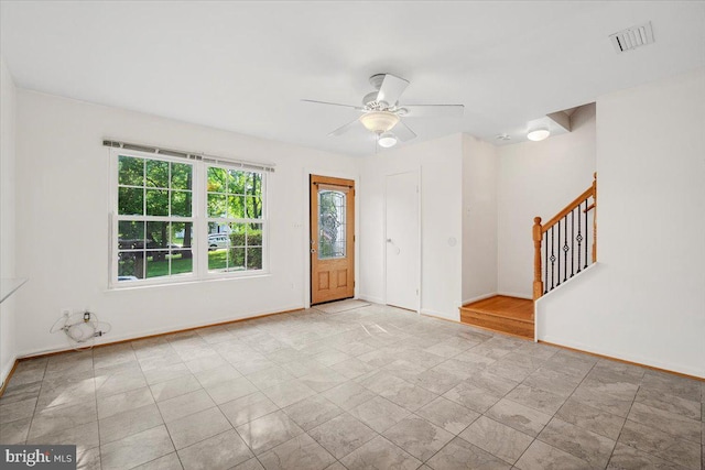 13637 Winterspoon Ln Unit 18, Germantown, MD 20874 - entrance foyer featuring stairs, baseboards, and a ceiling fan