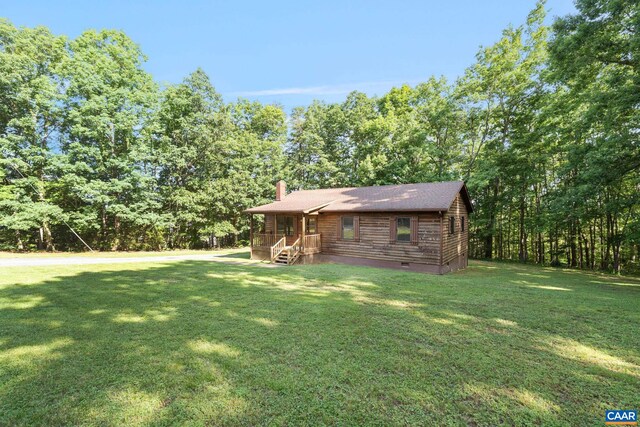 406 Green Meadow Ln, Scottsville, VA 24590 - view of front of property with a chimney, a front yard, and crawl space