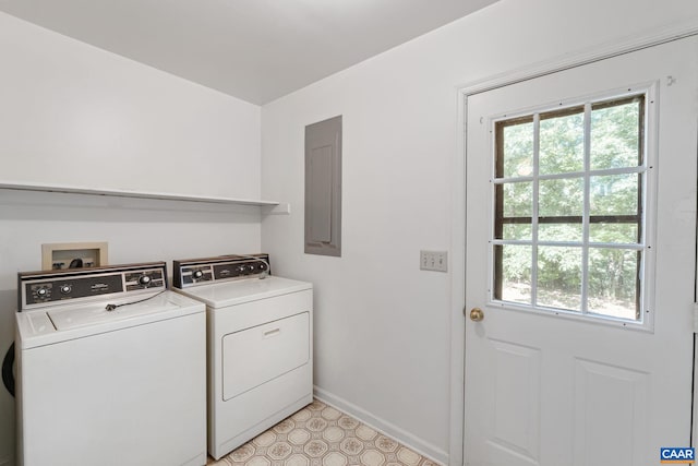 406 Green Meadow Ln, Scottsville, VA 24590 - washroom featuring separate washer and dryer, electric panel, baseboards, and plenty of natural light