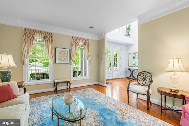 505 Sherwood Mills Ct, Sandy Spring, MD 20860 - living area with ornamental molding, wood finished floors, and baseboards