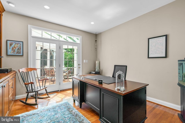 505 Sherwood Mills Ct, Sandy Spring, MD 20860 - office area with baseboards, light wood finished floors, and recessed lighting