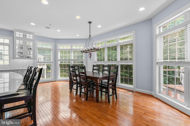 505 Sherwood Mills Ct, Sandy Spring, MD 20860 - dining room with healthy amount of natural light, light wood-style floors, recessed lighting, a chandelier, and baseboards