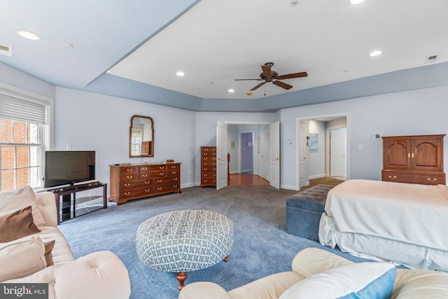 505 Sherwood Mills Ct, Sandy Spring, MD 20860 - bedroom featuring carpet floors, recessed lighting, baseboards, and ceiling fan