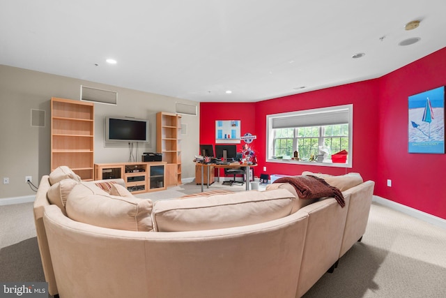 505 Sherwood Mills Ct, Sandy Spring, MD 20860 - living room with carpet flooring, baseboards, recessed lighting, and a desk