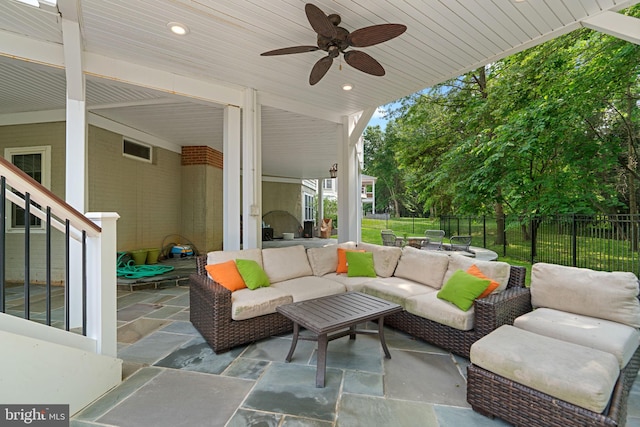 505 Sherwood Mills Ct, Sandy Spring, MD 20860 - view of patio / terrace with outdoor lounge area and a ceiling fan